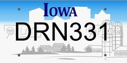 DRN331 Iowa License Plate