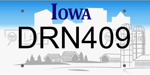 DRN409 Iowa License Plate
