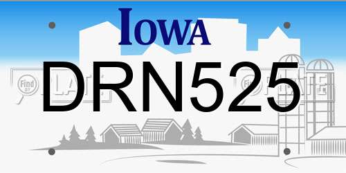 DRN525 Iowa License Plate