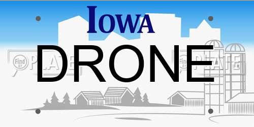 DRONE Iowa License Plate
