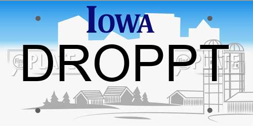 DROPPT Iowa License Plate