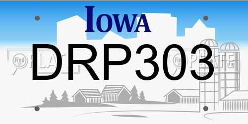 DRP303 Iowa License Plate