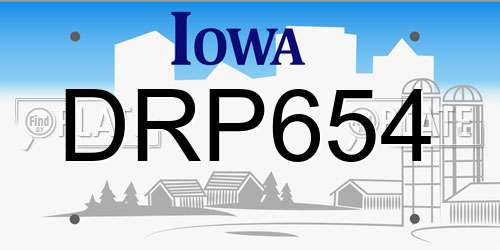 DRP654 Iowa License Plate
