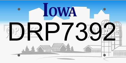 DRP7392 Iowa License Plate