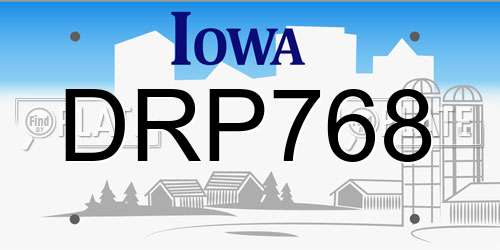 DRP768 Iowa License Plate