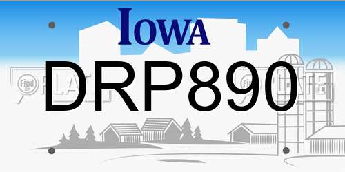 DRP890 Iowa License Plate