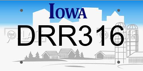 DRR316 Iowa License Plate