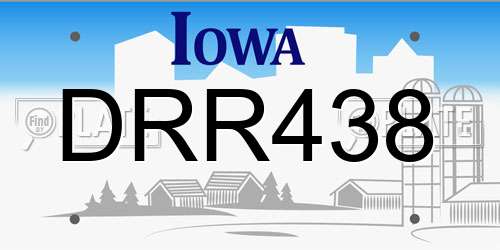 DRR438 Iowa License Plate
