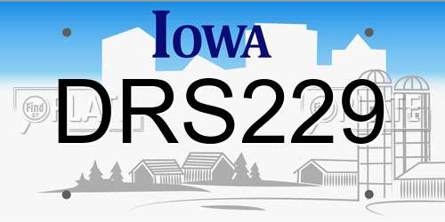 DRS229 Iowa License Plate