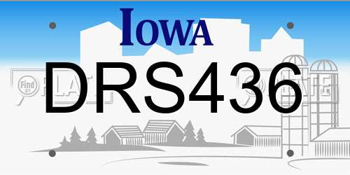 DRS436 Iowa License Plate