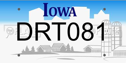 DRT081 Iowa License Plate