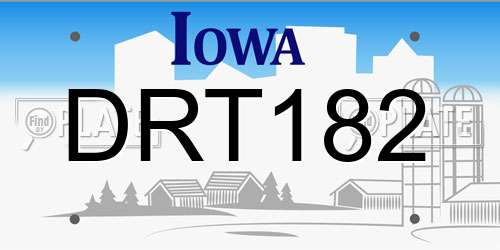 DRT182 Iowa License Plate