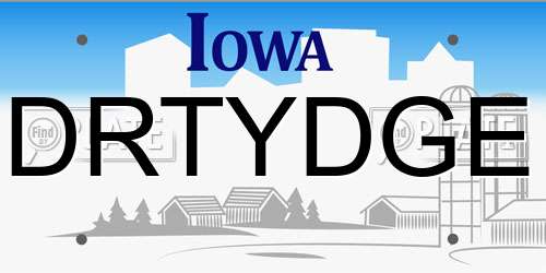 DRTYDGE Iowa License Plate