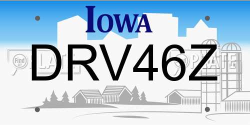 DRV46Z Iowa License Plate