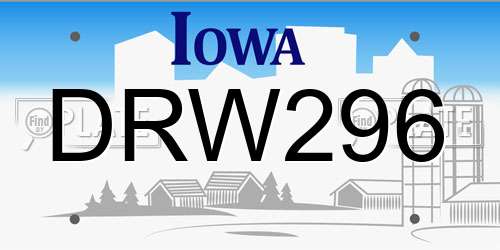 DRW296 Iowa License Plate