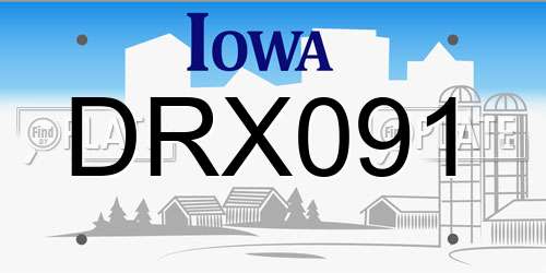 DRX091 Iowa License Plate