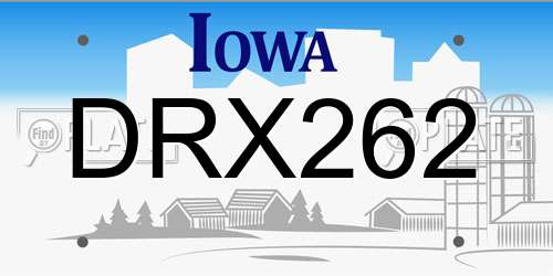DRX262 Iowa License Plate
