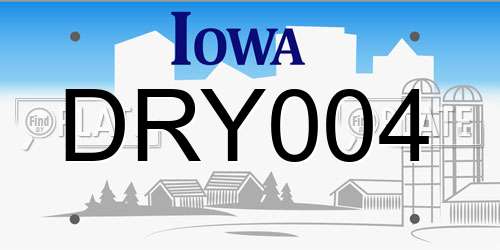 DRY004 Iowa License Plate