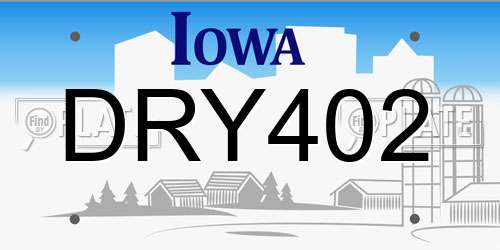 DRY402 Iowa License Plate