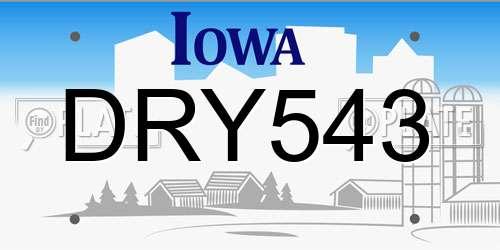 DRY543 Iowa License Plate