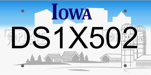 DS1X502 Iowa License Plate