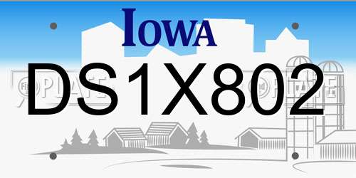 DS1X802 Iowa License Plate