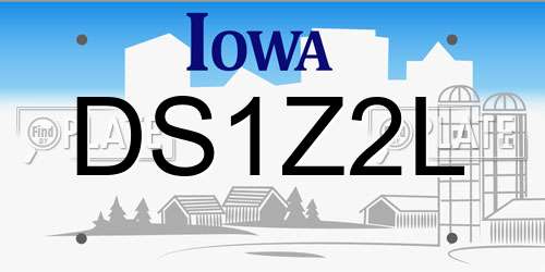 DS1Z2L Iowa License Plate