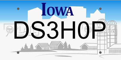 DS3H0P Iowa License Plate