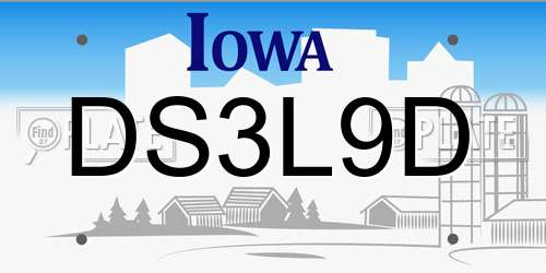 DS3L9D Iowa License Plate