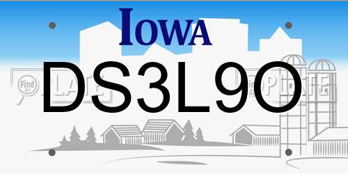 DS3L9O Iowa License Plate