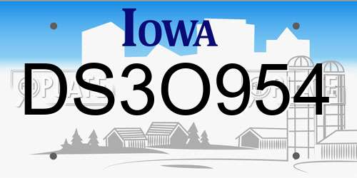 DS3O954 Iowa License Plate