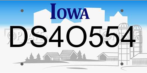 DS4O554 Iowa License Plate