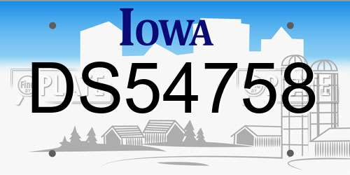 DS54758 Iowa License Plate