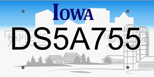 DS5A755 Iowa License Plate