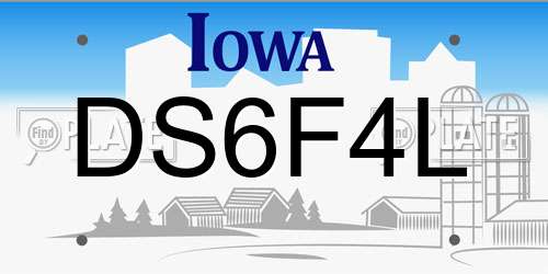 DS6F4L Iowa License Plate