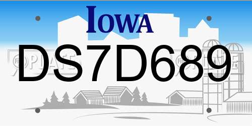 DS7D689 Iowa License Plate