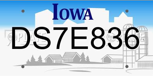 DS7E836 Iowa License Plate