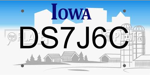 DS7J6C Iowa License Plate