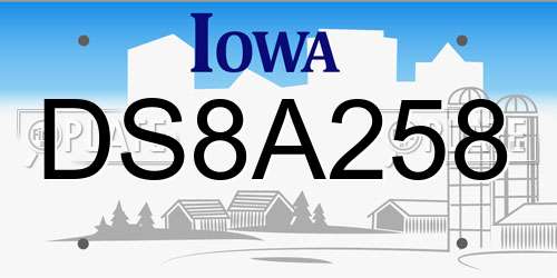 DS8A258 Iowa License Plate