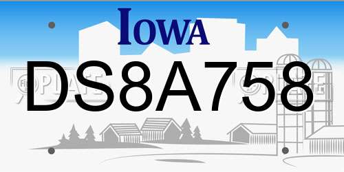 DS8A758 Iowa License Plate