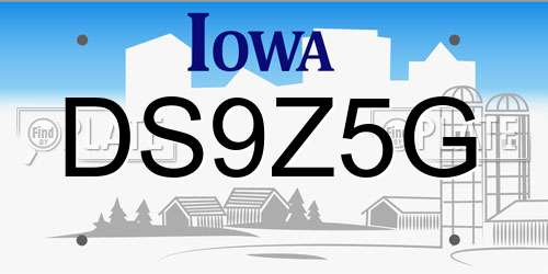 DS9Z5G Iowa License Plate