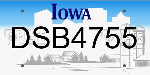 DSB4755 Iowa License Plate