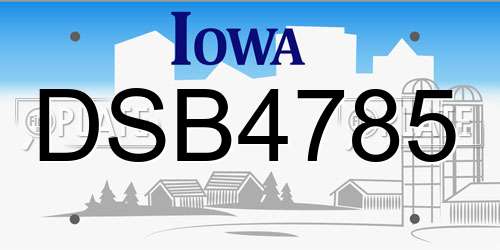 DSB4785 Iowa License Plate