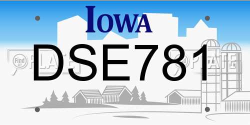 DSE781 Iowa License Plate