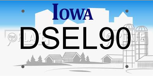 DSEL90 Iowa License Plate