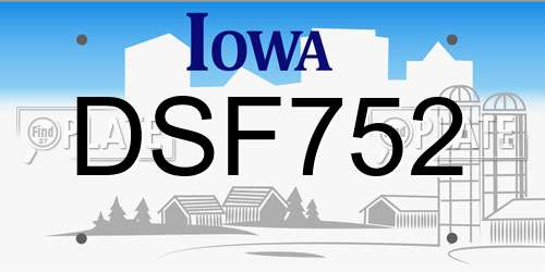 DSF752 Iowa License Plate