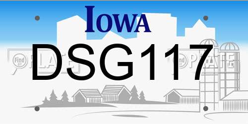 DSG117 Iowa License Plate