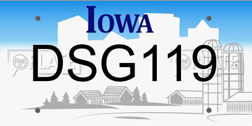 DSG119 Iowa License Plate