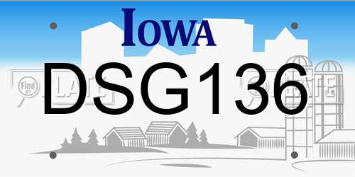 DSG136 Iowa License Plate