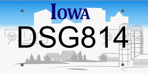 DSG814 Iowa License Plate